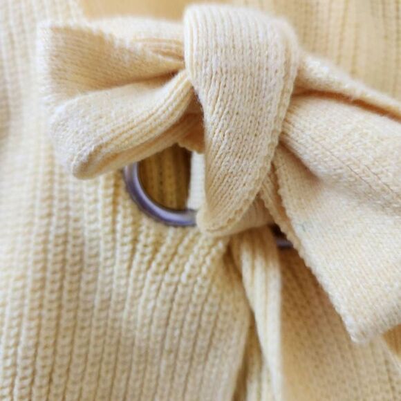 Samaray size 5 girls yellow banana pudding white ribbed bow grommet sweater - Picture 3 of 6